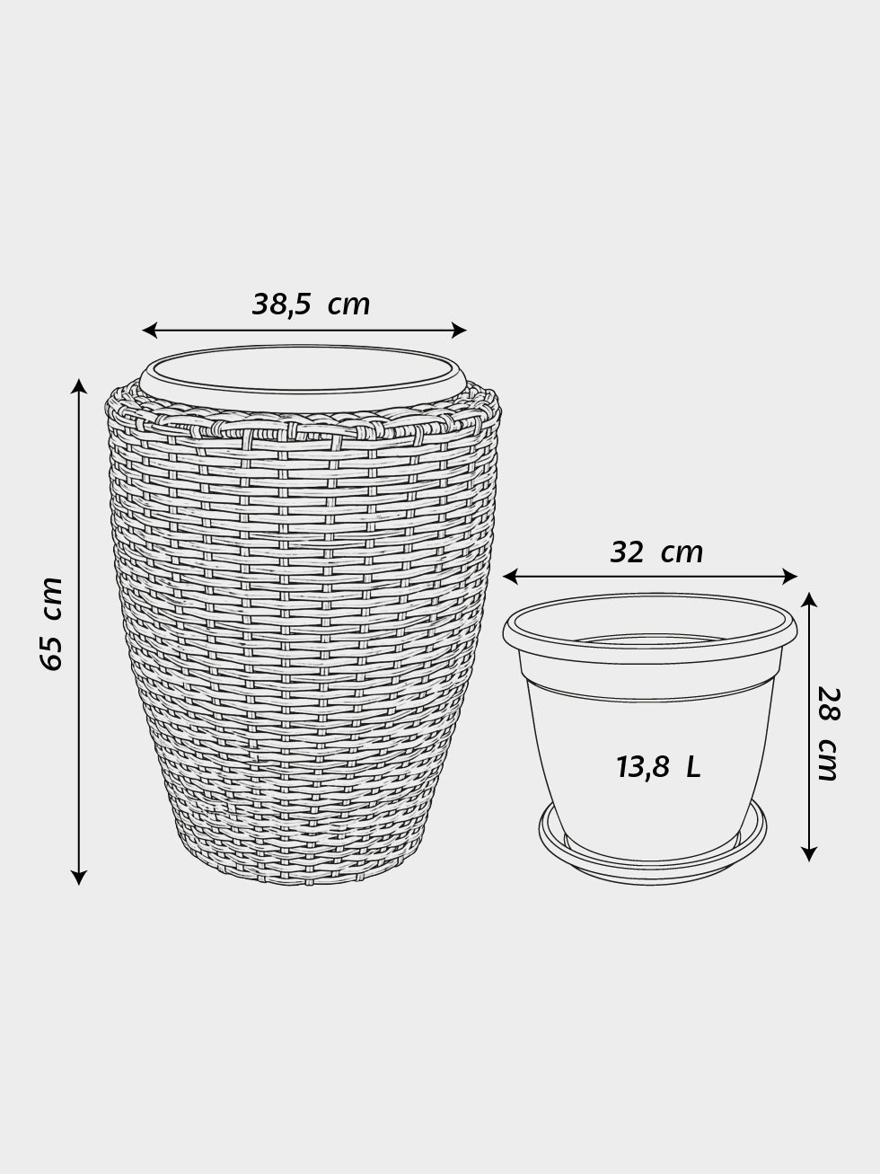 MACETA TEJIDA ZARZAL 65CM NATURAL
