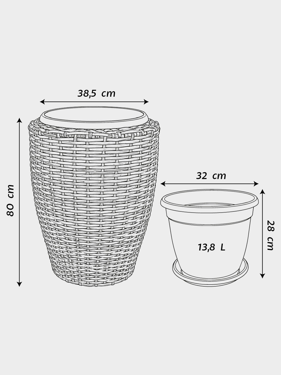 MACETA TEJIDA ZARZAL 80CM WENGUE